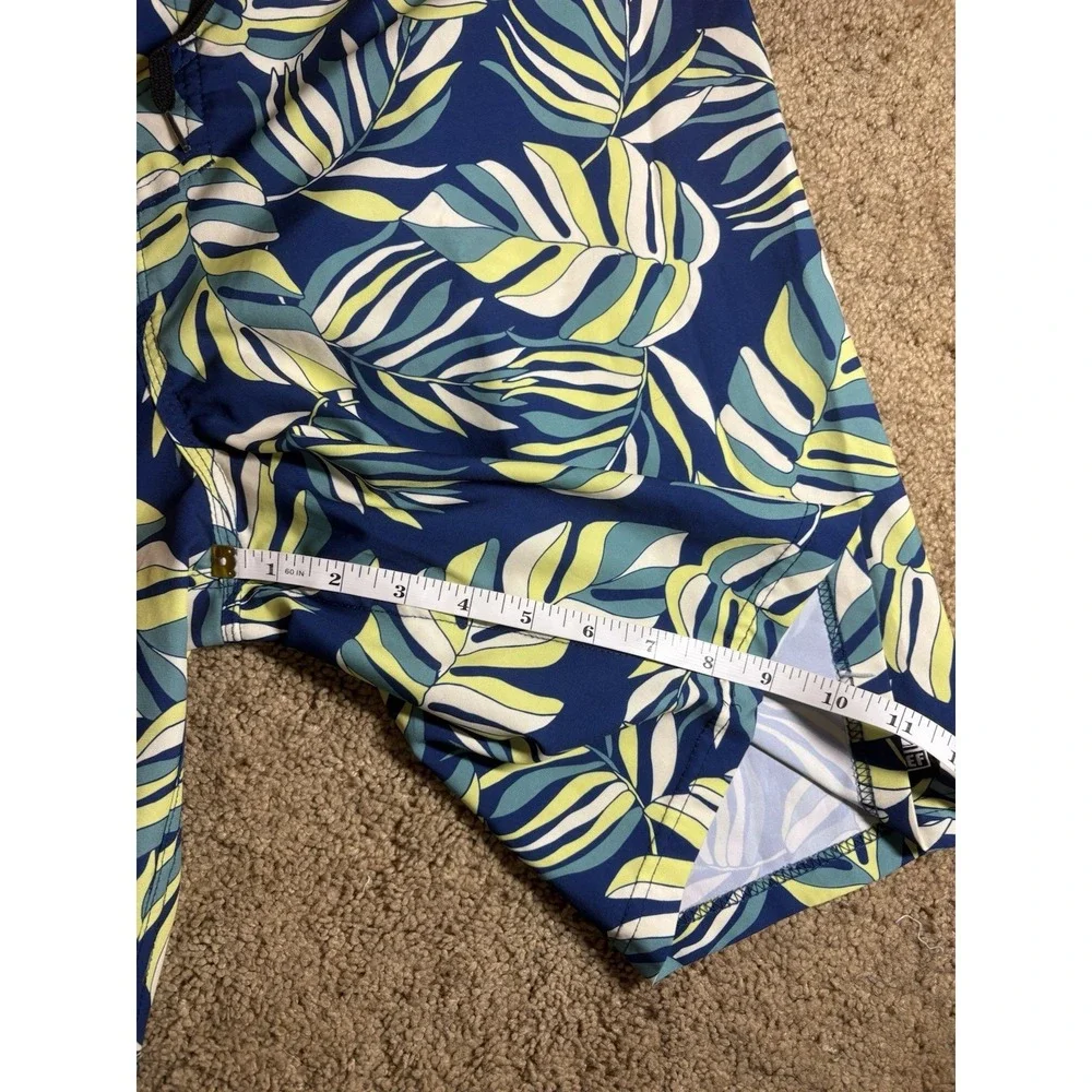 Reef‎ Boardshorts Men 34 Alonso Tropical Leaf Pattern Blue Surf Swim